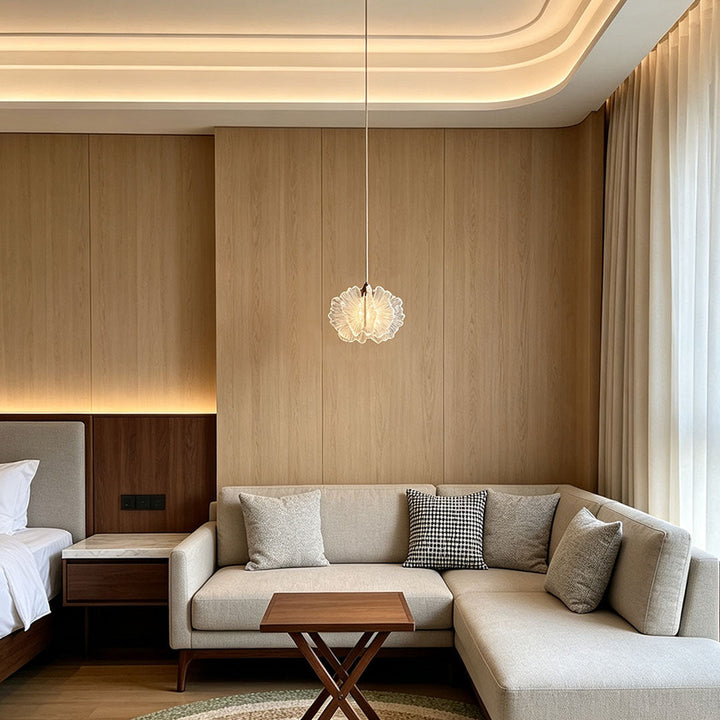 Petal Pendant Light Fransk Grädde-Stil Justerbar Taklampa