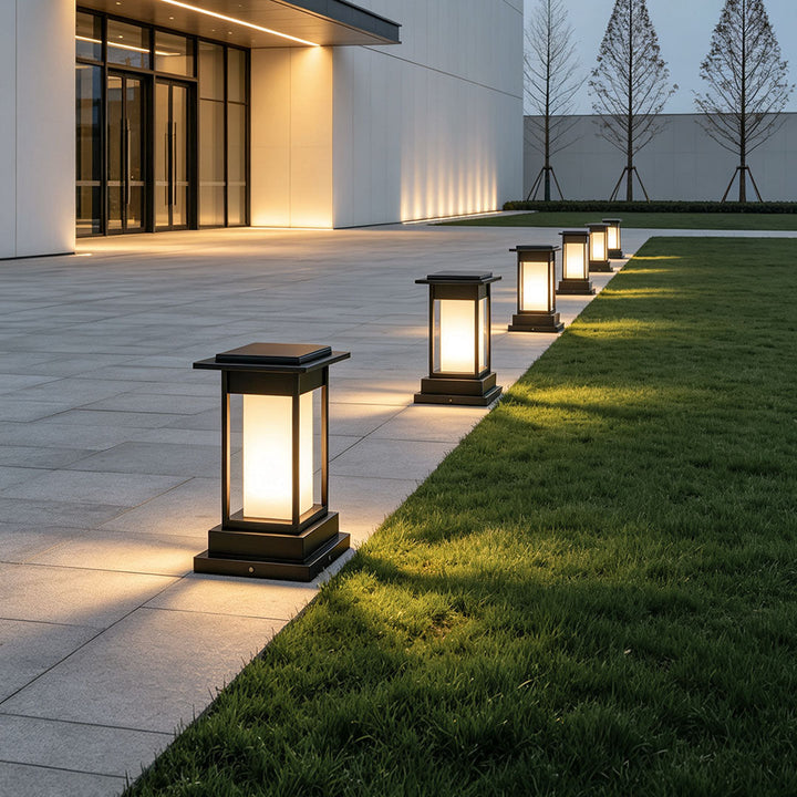 Svart Bollard-lampa Utomhus Vattentät Trädgårdsbelysning