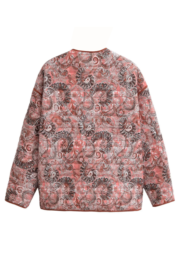 | Tryck Lös V-Neck Cardigan Bomull Jacka
