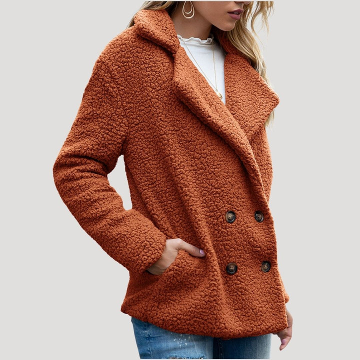 Dam Teddy Fleece Dubbel-Breasted Vinter Jacka
