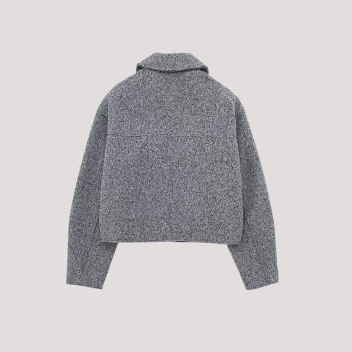 | Dam strukturerad cropped ull jacka höst jacka