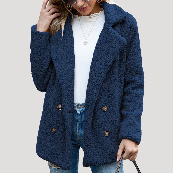 Dam Teddy Fleece Dubbel-Breasted Vinter Jacka