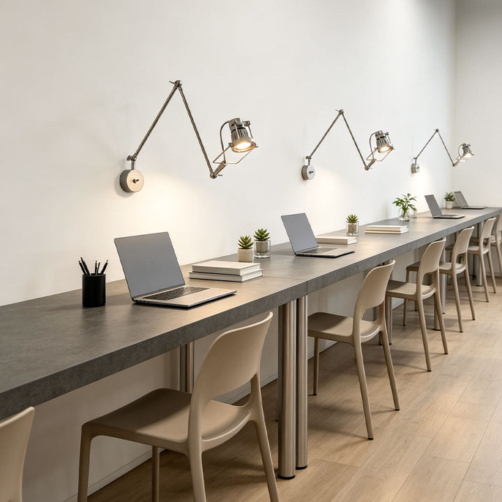 Nickel Swing Arm Sconce Industriell Justerbar LED-lampa