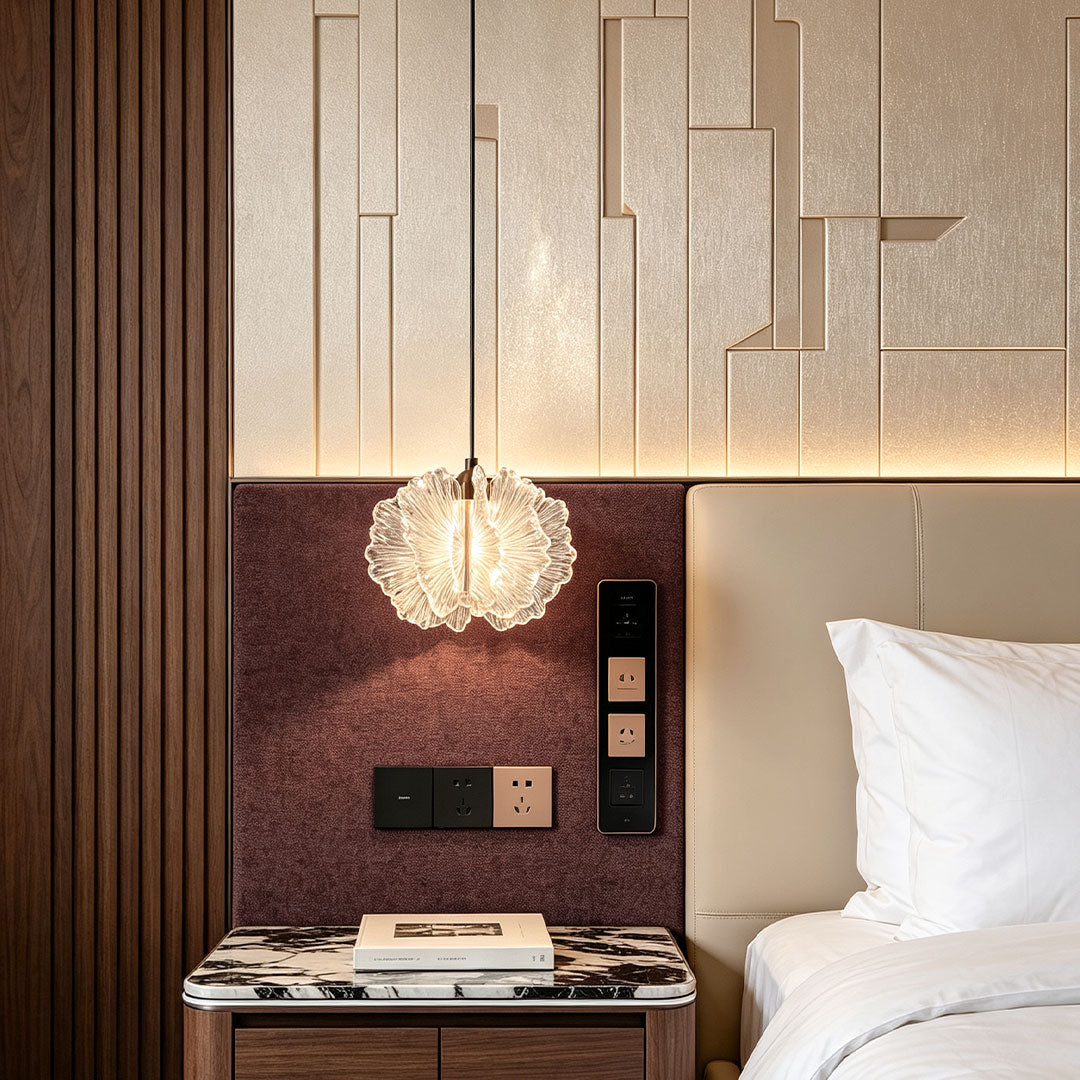 Petal Pendant Light Fransk Grädde-Stil Justerbar Taklampa