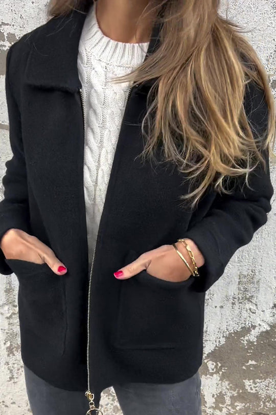 | Färg Revers Dragkedja Ficka casual Jacka