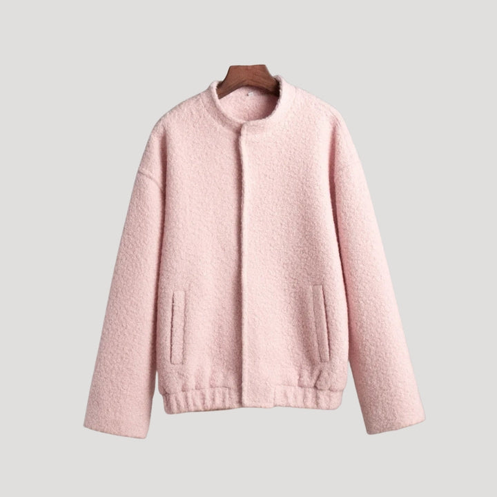 | Dam Boucle Teddy bomberjacka rosa med dragkedja