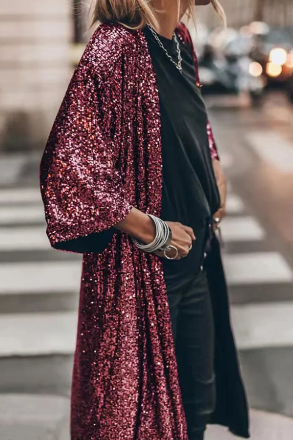 Vindtät Stickad Väst med Sparkling Sequins