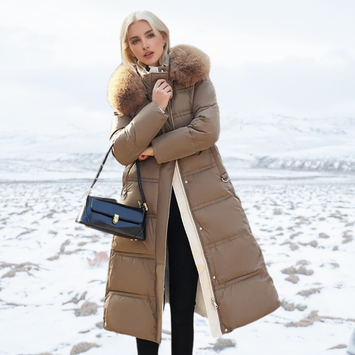 | elegant Longer quiltad Kappa med huva Tillverkad Av Fusk Päls för Dam