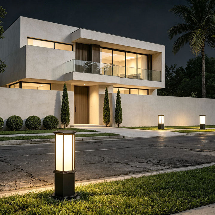 Bollard Solarlampa Modern Metall Utomhus Landskapsbelysning