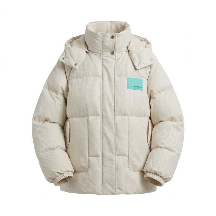 Dam Kort Thermo Puffer med Structured Micro-Check Quilting och Ergonomisk Huva Krage