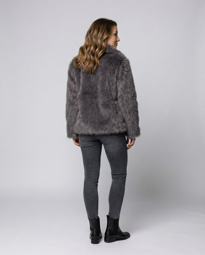 Faux-Fur Shawl Krage Jacka