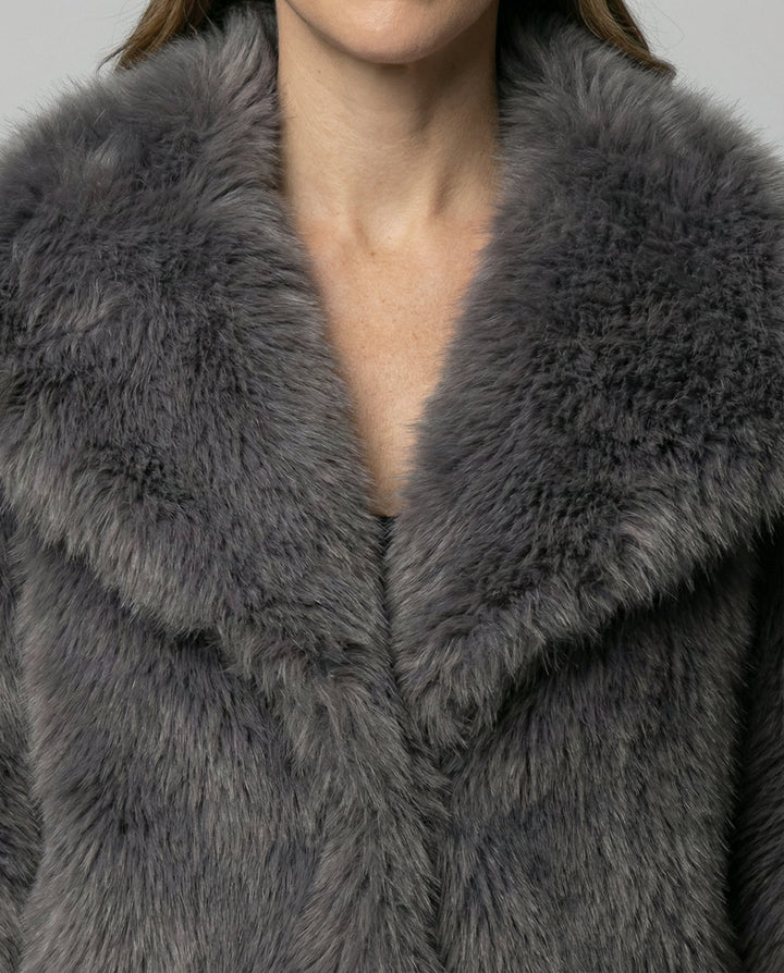 Faux-Fur Shawl Krage Jacka