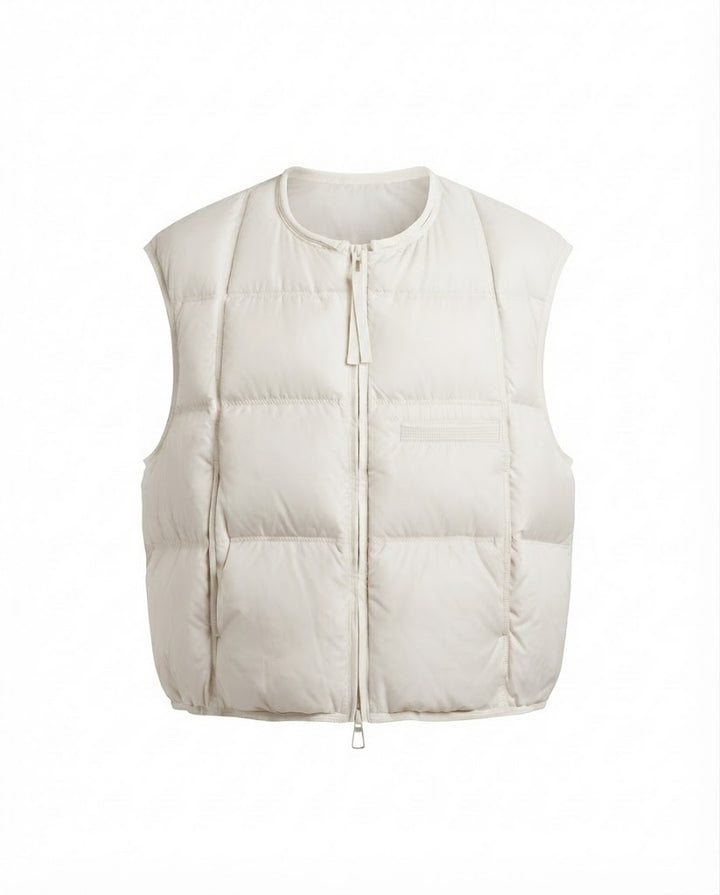 Dam Ultra-Lätt Vadderad Sleeveless Thermoväst med Round Neckline, Square Quilting, och Justerbar Drawstring Nederkant.