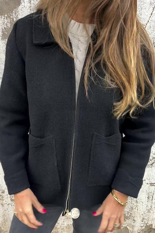 | Färg Revers Dragkedja Ficka casual Jacka