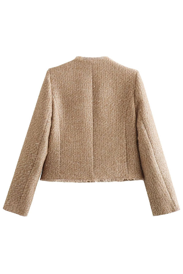 | Jacka med Round Neckline och Knappar