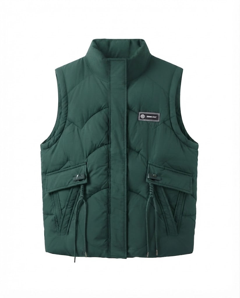 Dam Lätt Termisk Quiltad Väst med Integrated med Huva Inner Krage, Multifunctional Outer Fickor, och Justerbar Drawstring.
