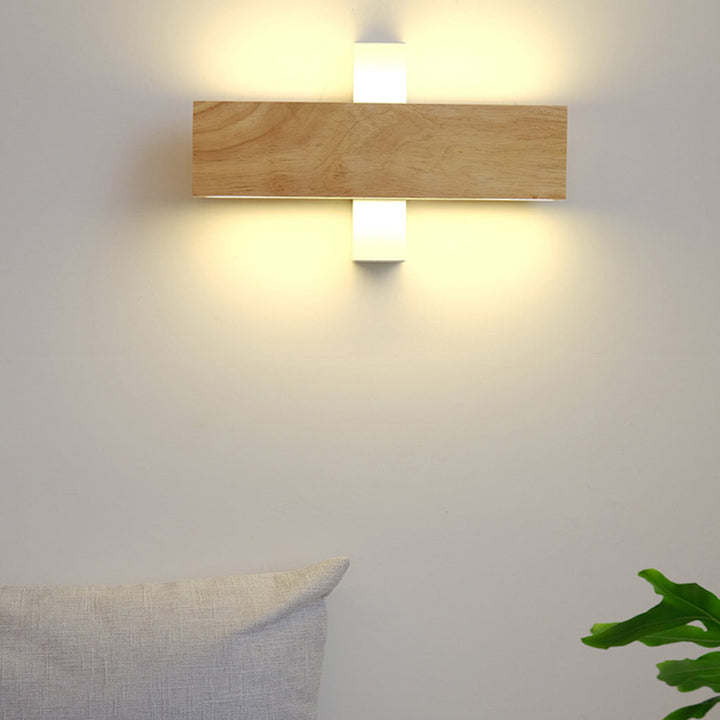 [Öppen Låda] Rotera Minimalistisk Rektangulär Trä LED Vägglampa Väggbelysning Armatur