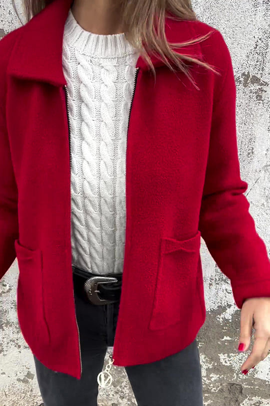 | Färg Revers Dragkedja Ficka casual Jacka