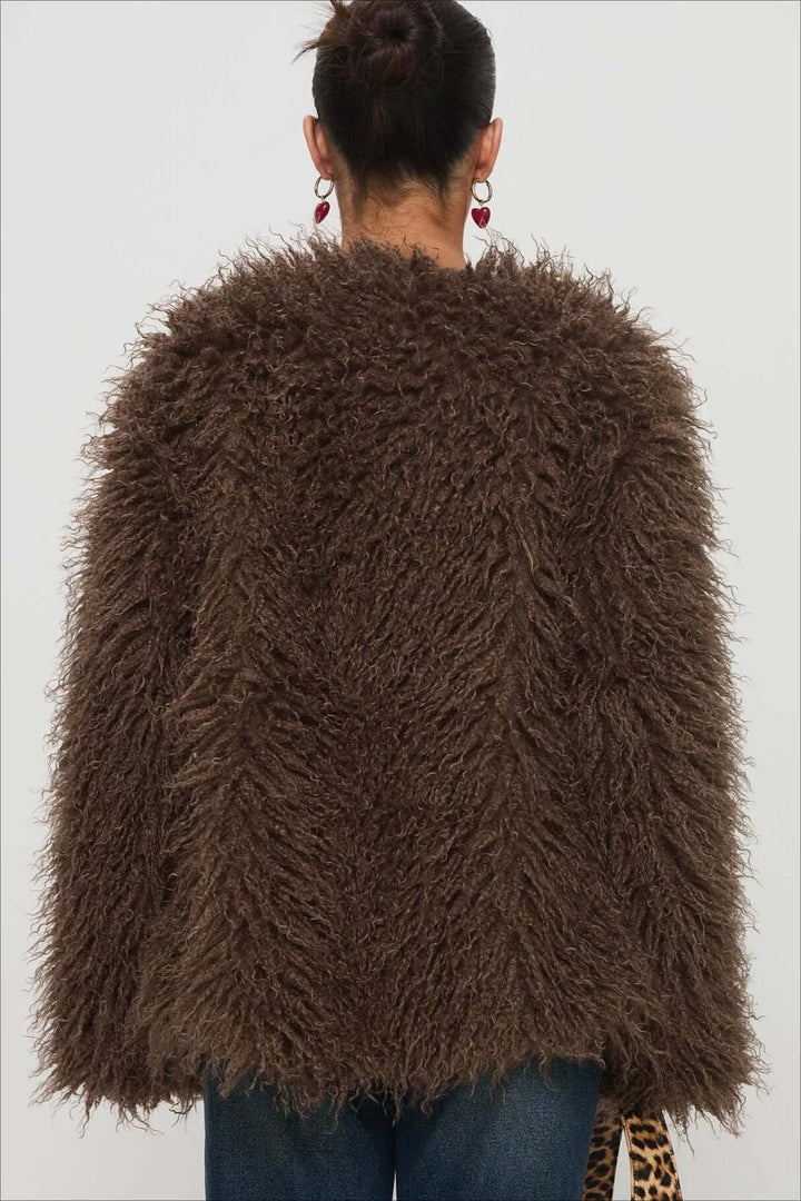 | Fluffy Brun Fusk Päls oversize Jacka