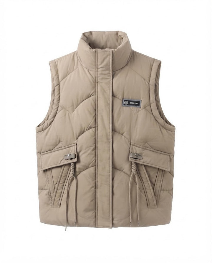 Dam Lätt Termisk Quiltad Väst med Integrated med Huva Inner Krage, Multifunctional Outer Fickor, och Justerbar Drawstring.