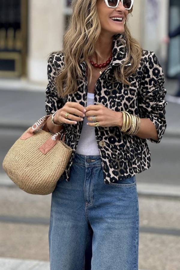 | Cropped Leopard Jacka