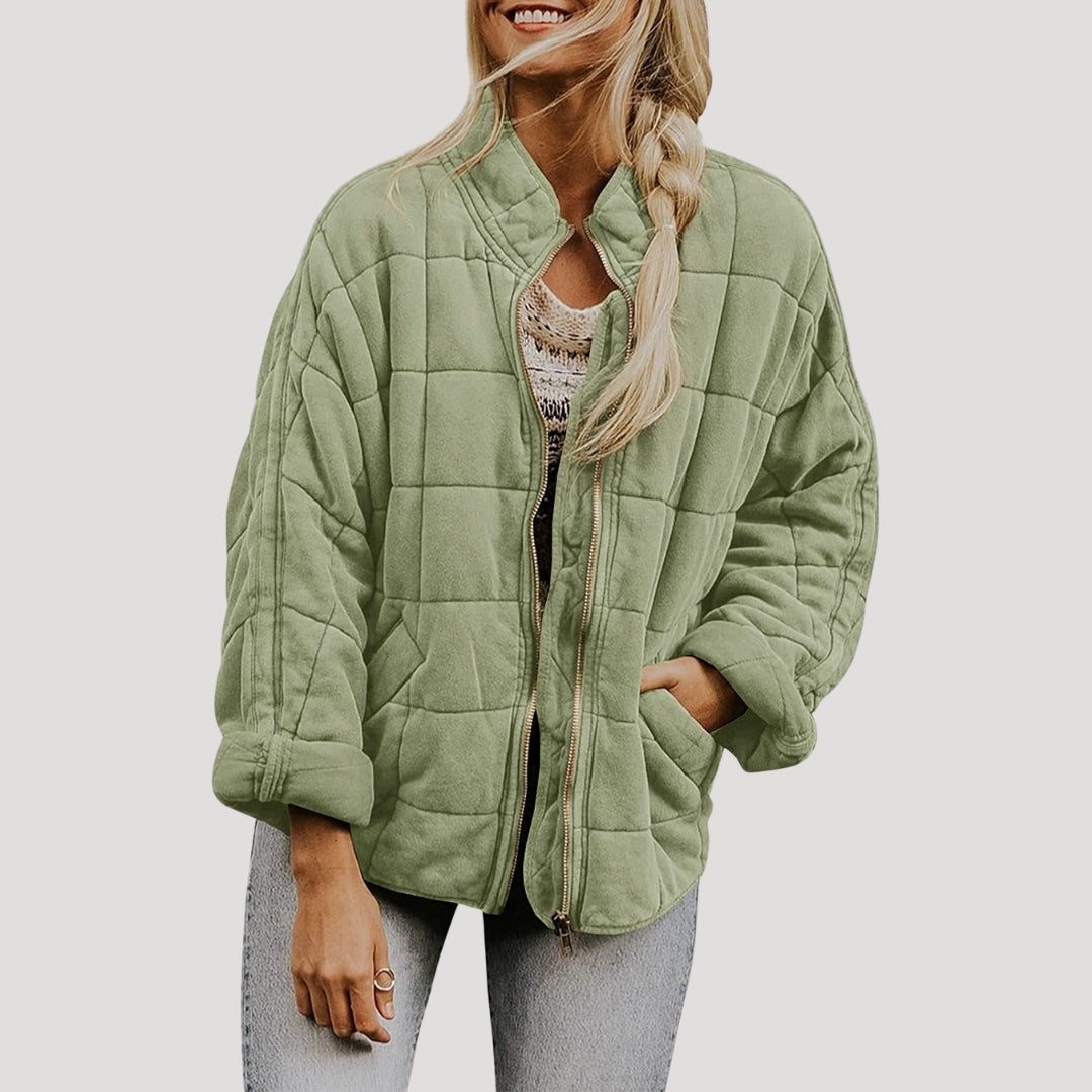 | Dam vadderad oversize dragkedja pufferjacka