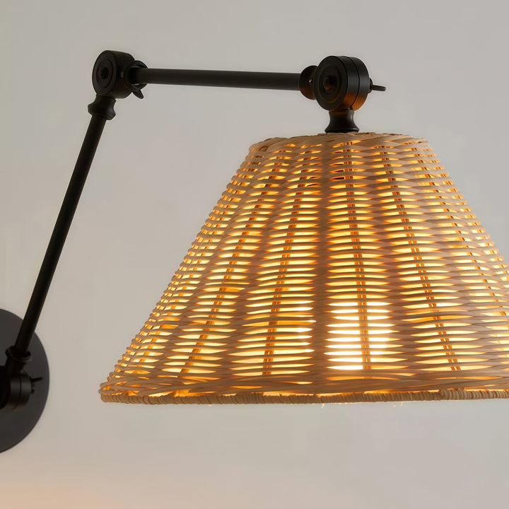 Svart Swing Arm Vägglampa Vintage Wabi-Sabi Väggljus