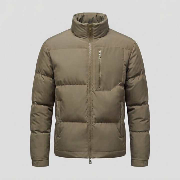 Herr Urban Short Puffer med Hög Ståkrage, Bröst Zip och Vindskyddande Skal