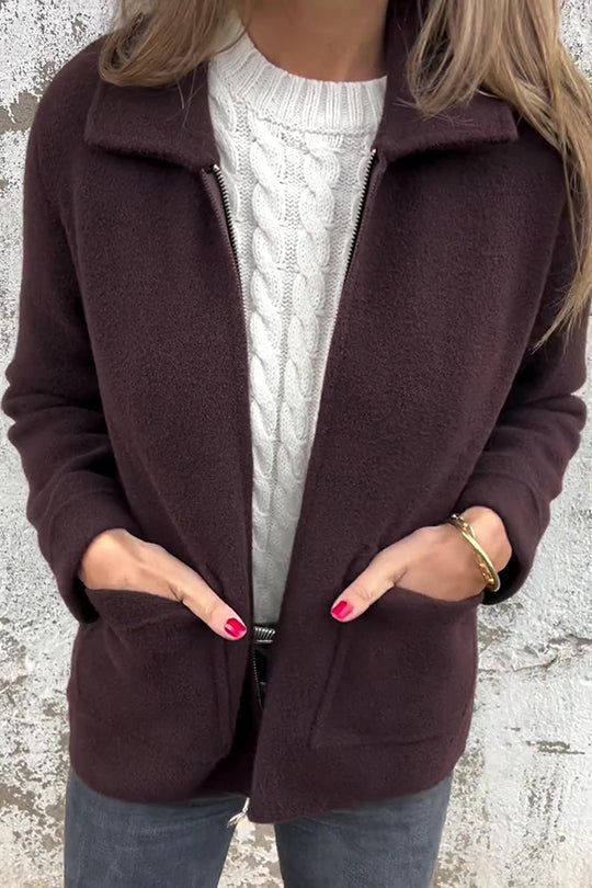 | Färg Revers Dragkedja Ficka casual Jacka