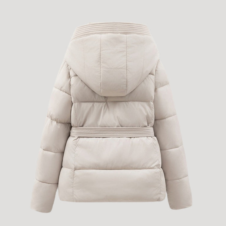 | Dam vinter pufferjacka med huva och Belt