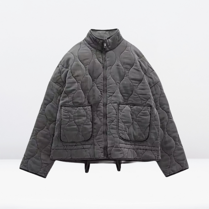 | Dam quiltad Jacka med Drawstring &amp; Dragkedja