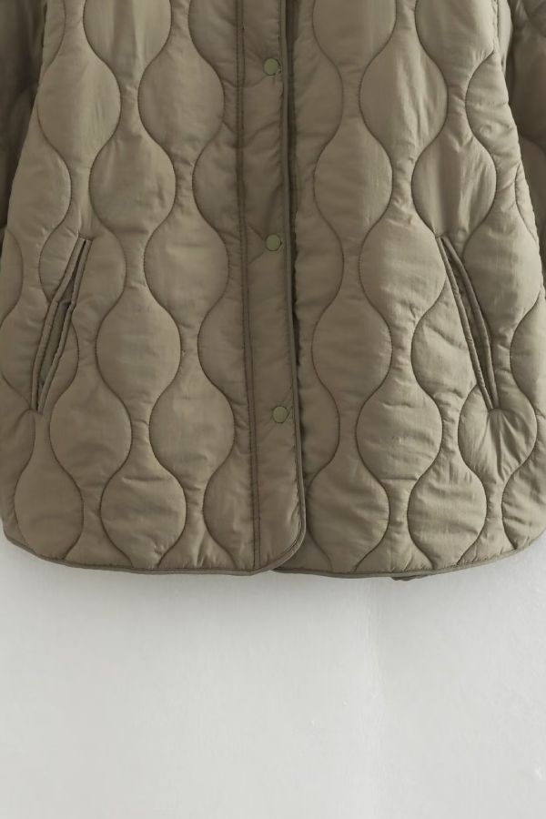 | Färg Lös Round Neck vadderad Jacka