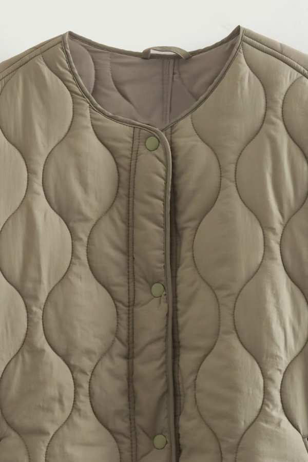 | Färg Lös Round Neck vadderad Jacka