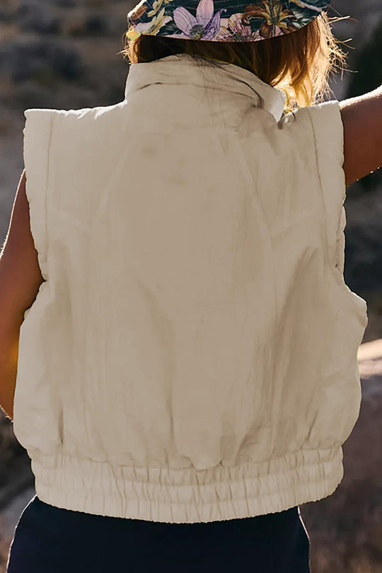| ståkrage Knapp Sleeveless Lös Ficka Box Jacka