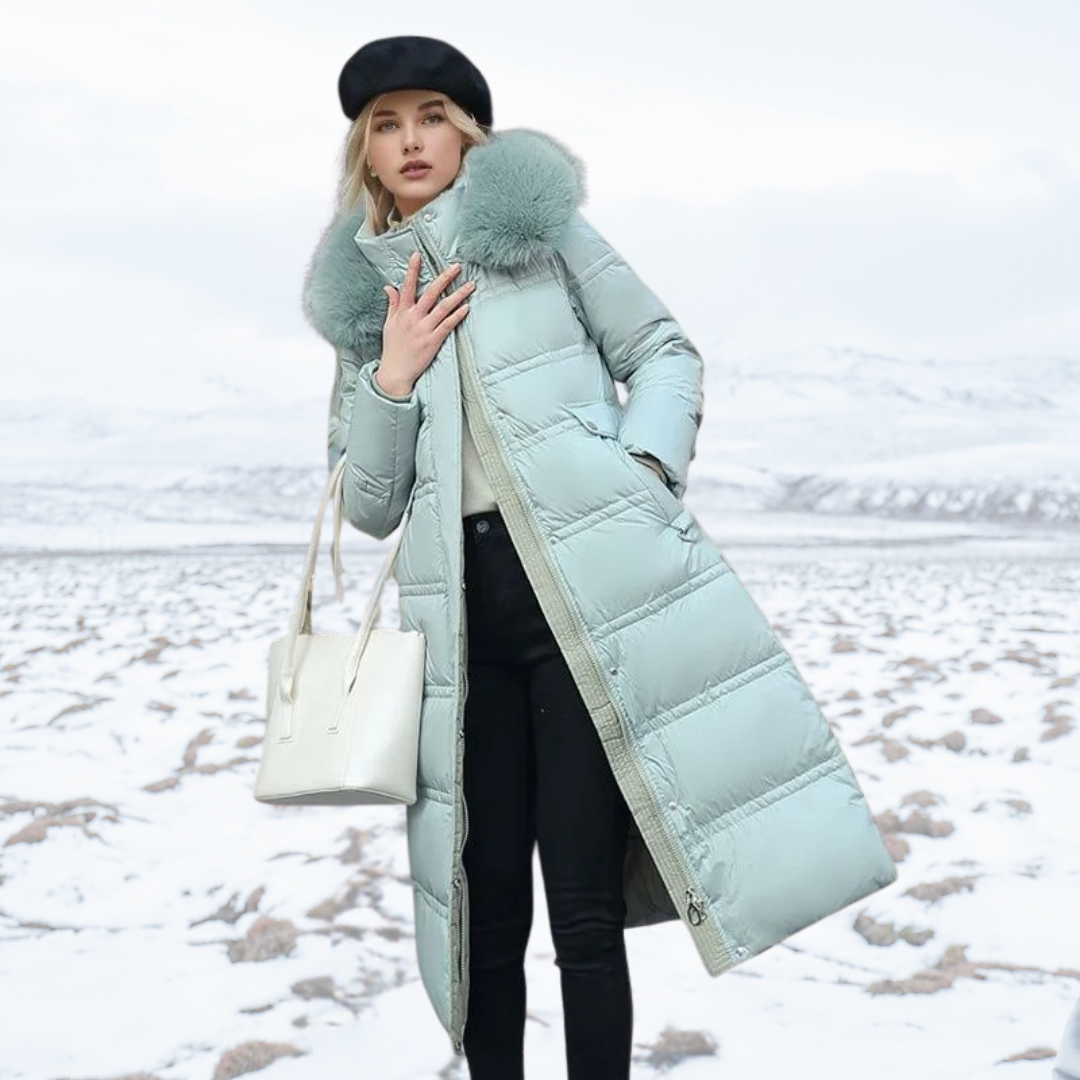 | elegant Longer quiltad Kappa med huva Tillverkad Av Fusk Päls för Dam