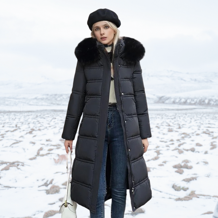 | elegant Longer quiltad Kappa med huva Tillverkad Av Fusk Päls för Dam