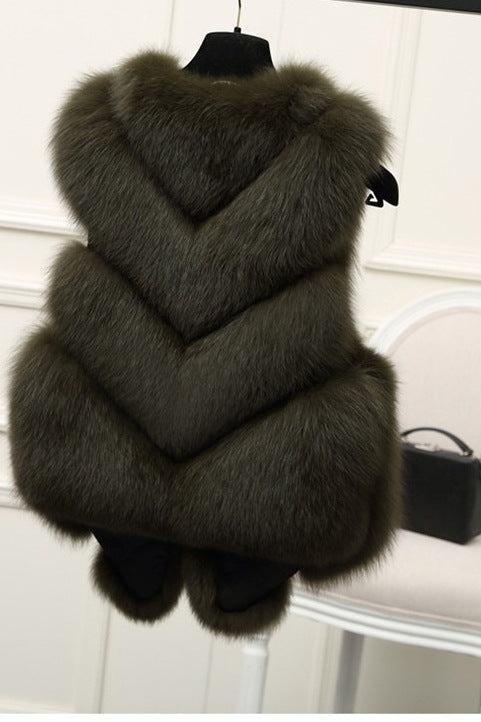 | Dam Luxury Fusk Päls väst med Voluminous Detaljer