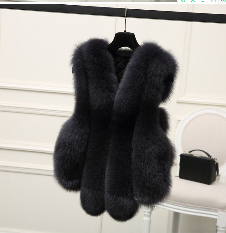 | Dam Luxury Fusk Päls väst med Voluminous Detaljer