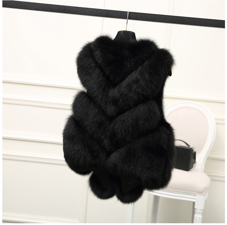 | Dam Luxury Fusk Päls väst med Voluminous Detaljer