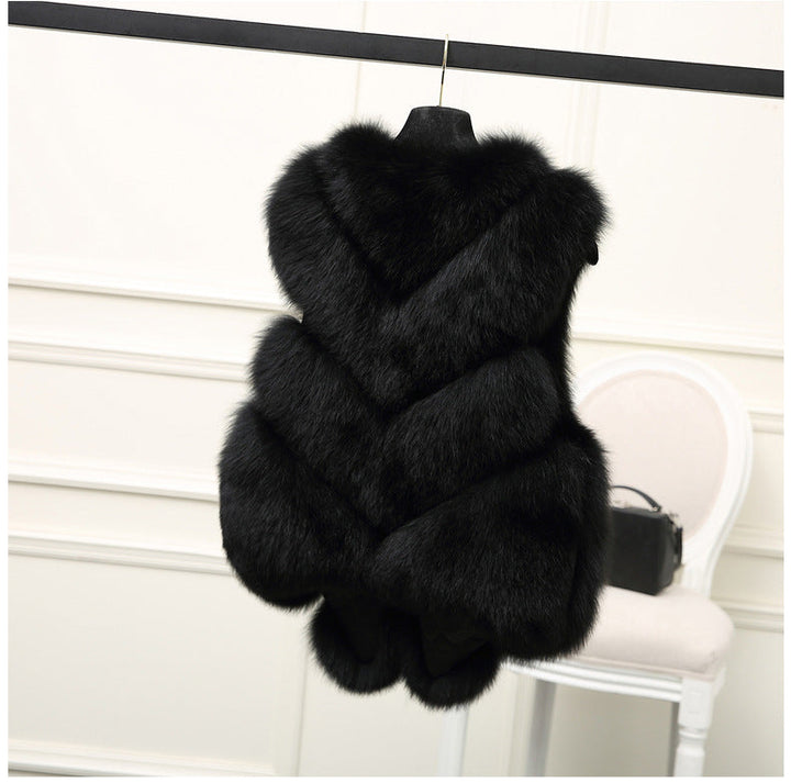 | Dam Luxury Fusk Päls väst med Voluminous Detaljer