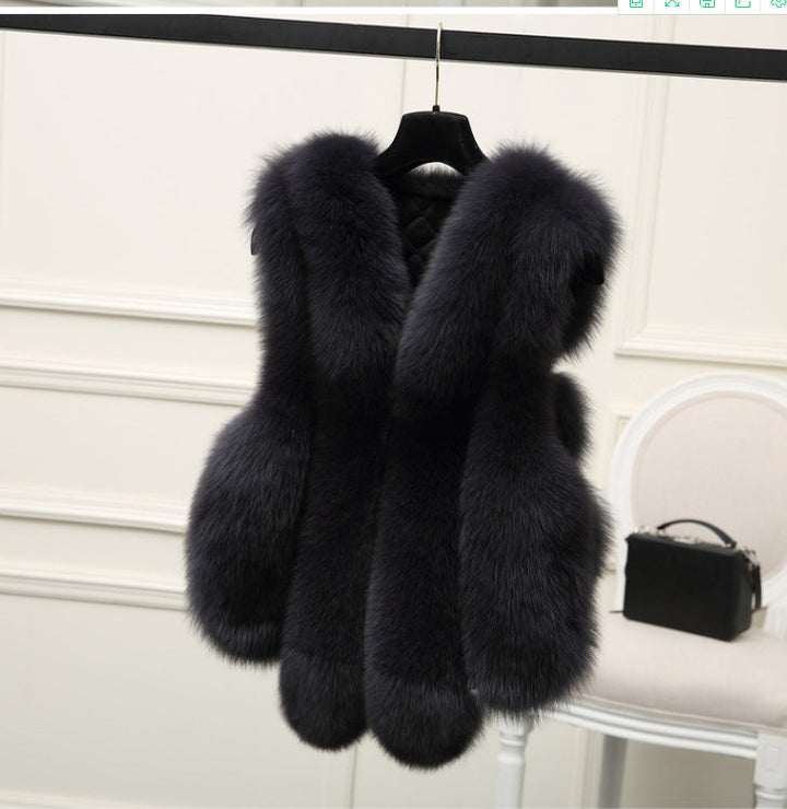 | Dam Luxury Fusk Päls väst med Voluminous Detaljer