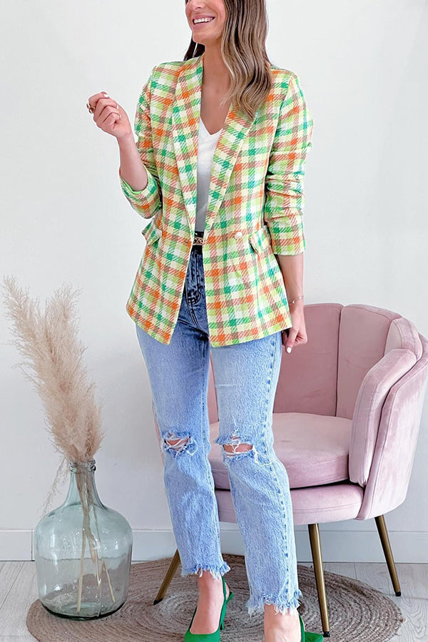 | ärm Fickor Printed Double Knapp casual Jacka