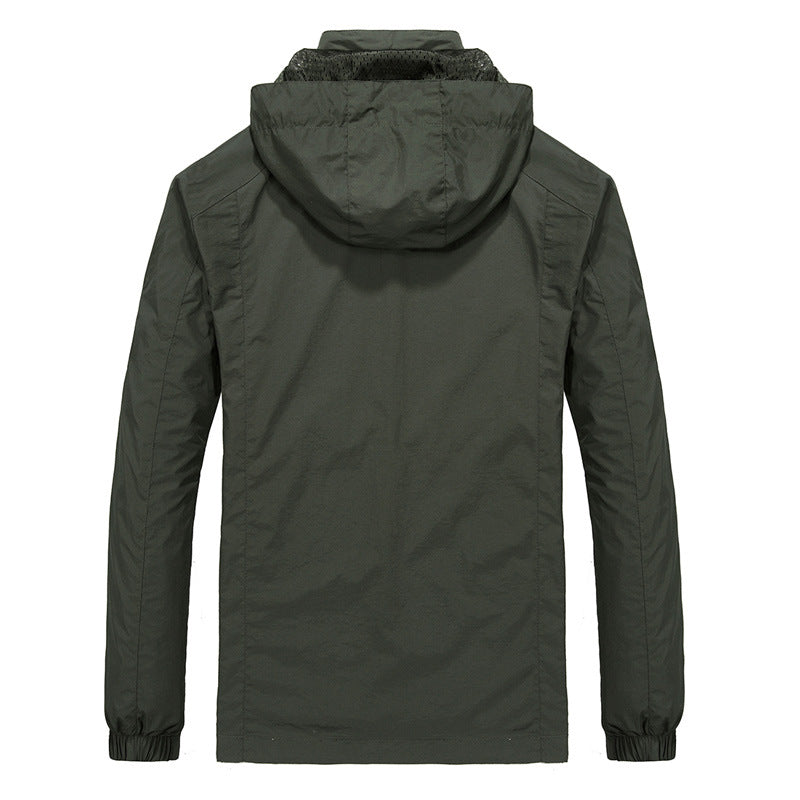 Herr ventilerande softshell Hybrid Jacka med huva, Micro fleecefoder och Dragkedja bröstficka