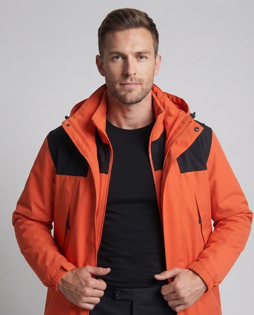 Herr lätt urban-utomhusjacka med zip-in fleece och kontrast trim