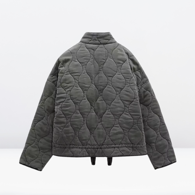 | Dam quiltad Jacka med Drawstring &amp; Dragkedja