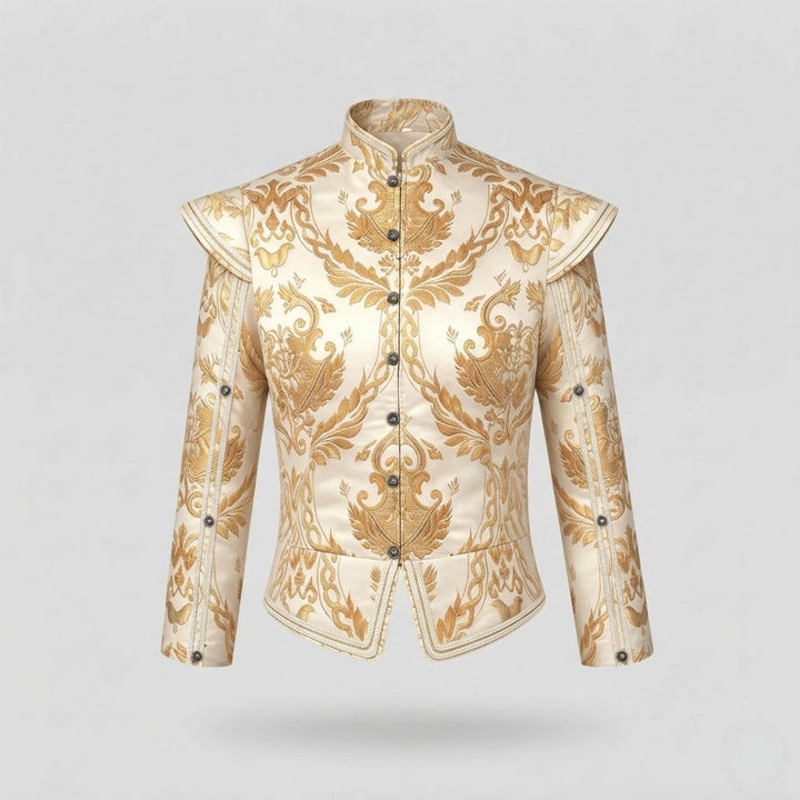 Dam Luxurious Jacquard jacka med Intricate broderi