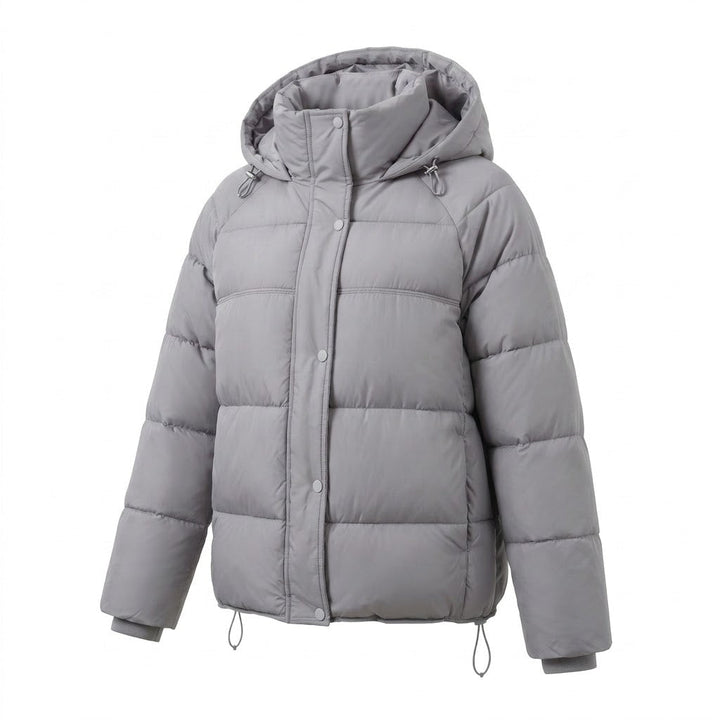 Dam Vadderad Oversize Quiltad Jacka med Hög Stå Krage och Justerbar Drawstring
