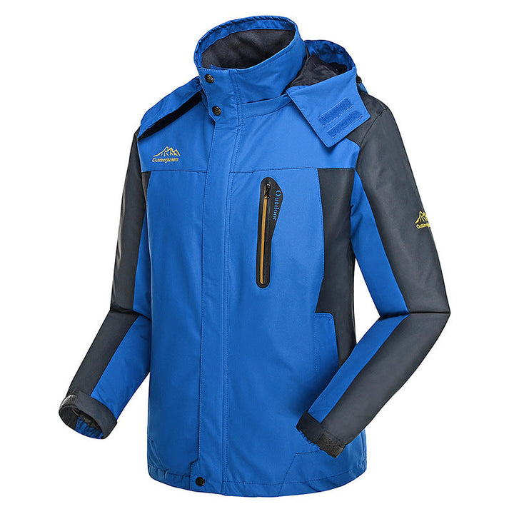 Herr Three-Layer Softshell Utomhus Jacka med Uttagbar Huva och Welded Sömmar