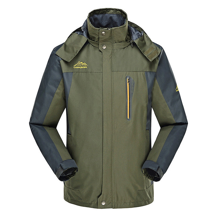 Herr Three-Layer Softshell Utomhus Jacka med Uttagbar Huva och Welded Sömmar
