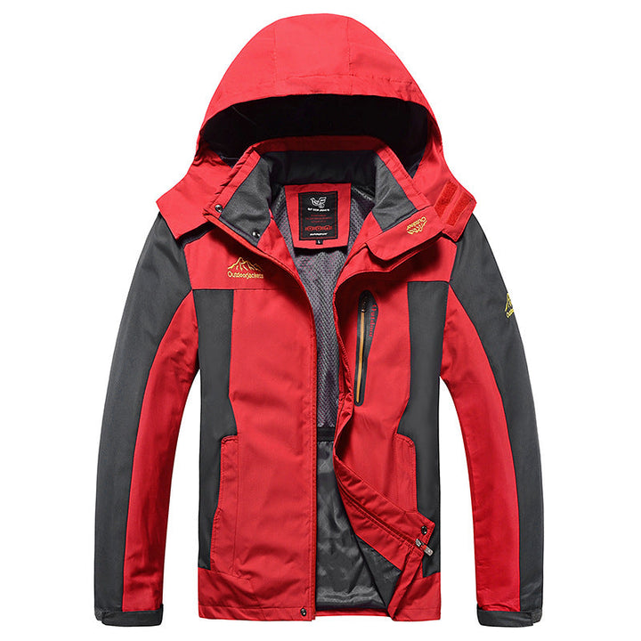 Herr Three-Layer Softshell Utomhus Jacka med Uttagbar Huva och Welded Sömmar